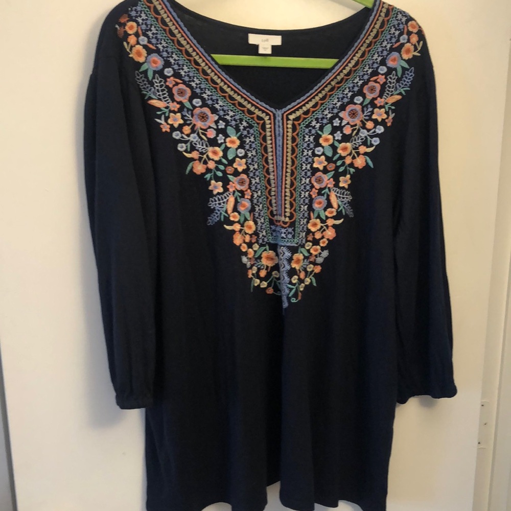 J. Jill Black Embellished 3/4 Sleeve Tunic